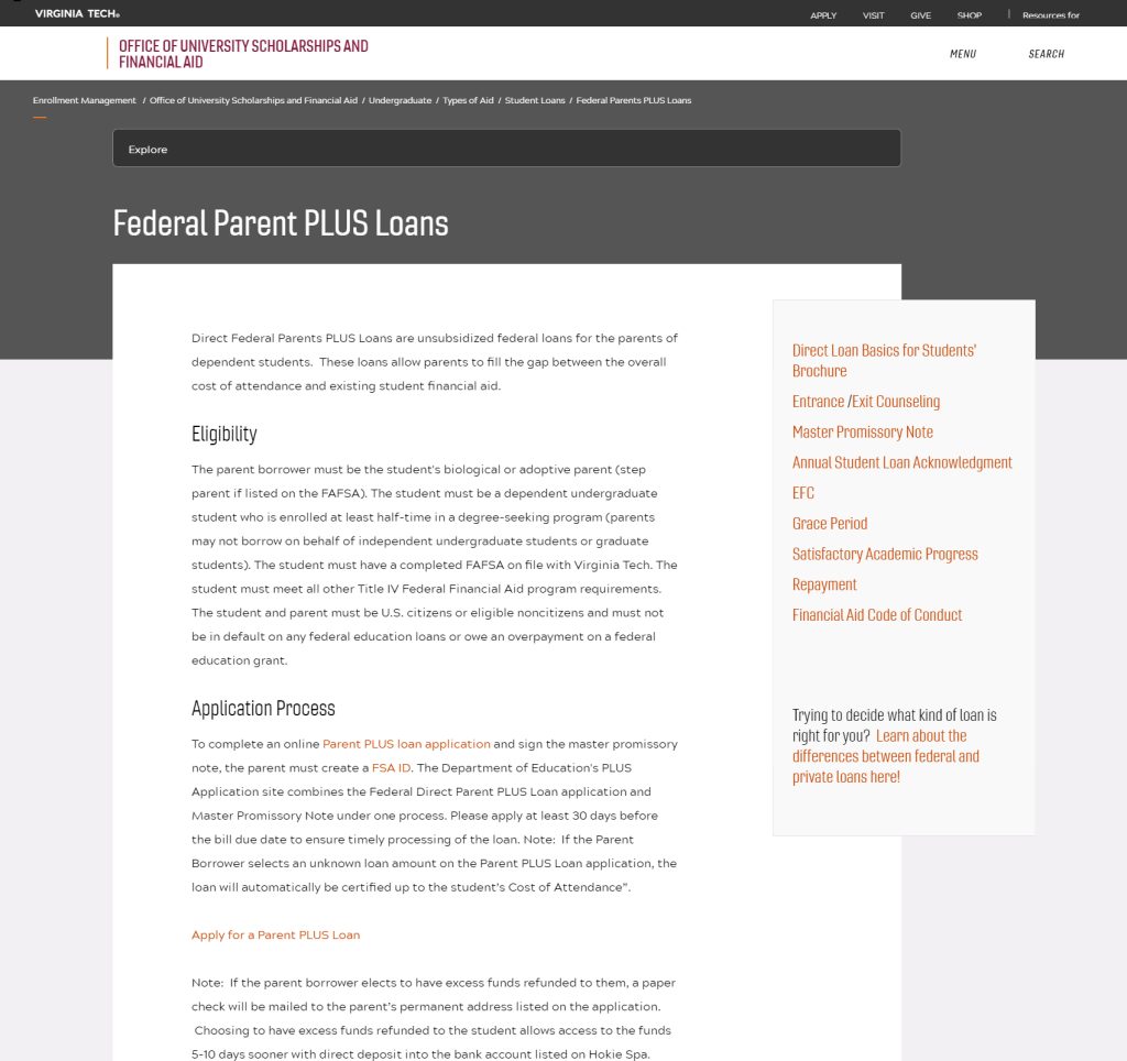 Federal Parent PLUS Loans | Office of University Scholarships and